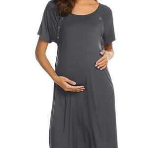 Nursing Delivery Labor Hospital Night Dress Maternity Nightgown with Button